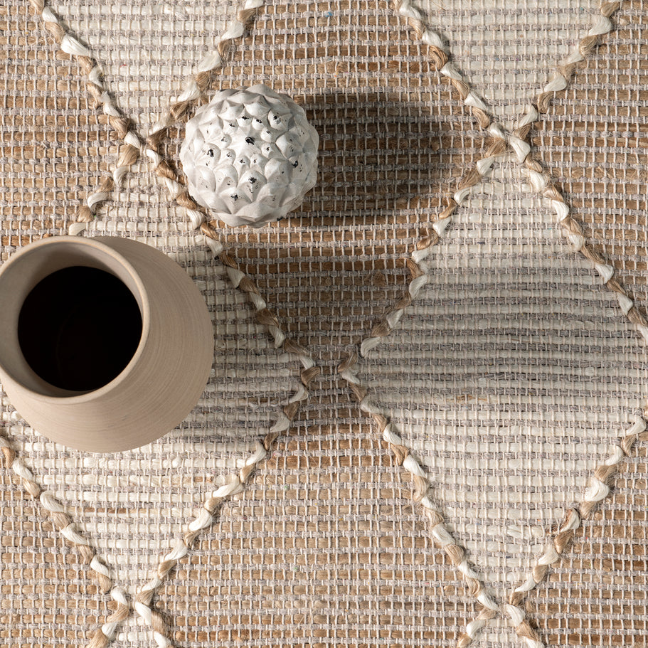 Japandi Natural Diamond Trellis Rug - Japandi