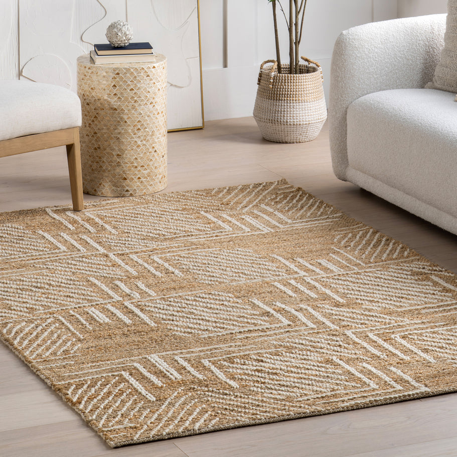 Japandi Geometric Jute Rug - Japandi