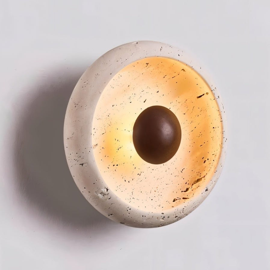 Japandi Textured Travertine Wall Lamp – Yalka - Japandi