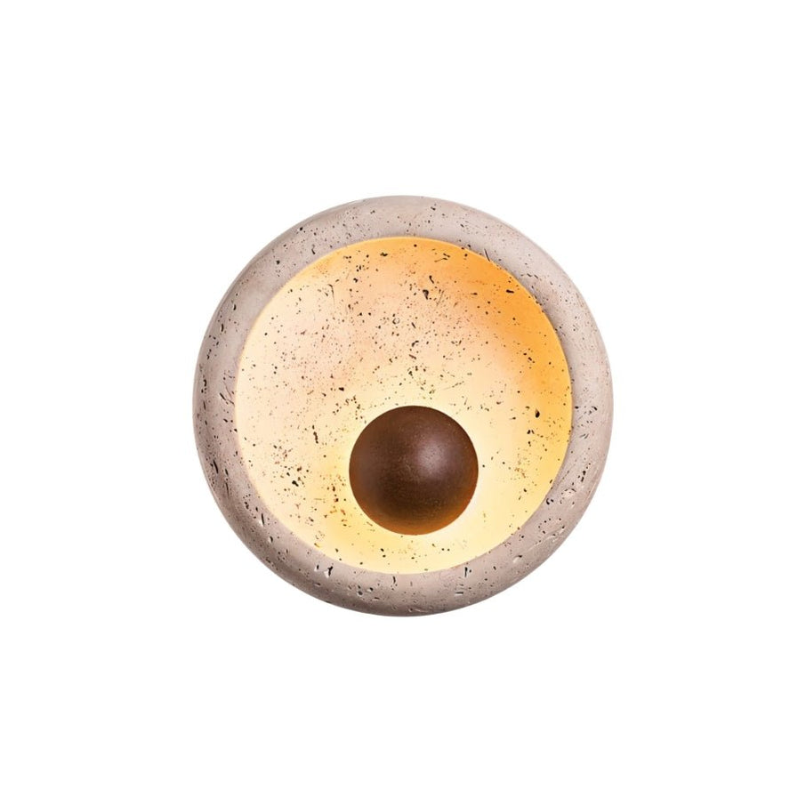 Japandi Textured Travertine Wall Lamp – Yalka - Japandi