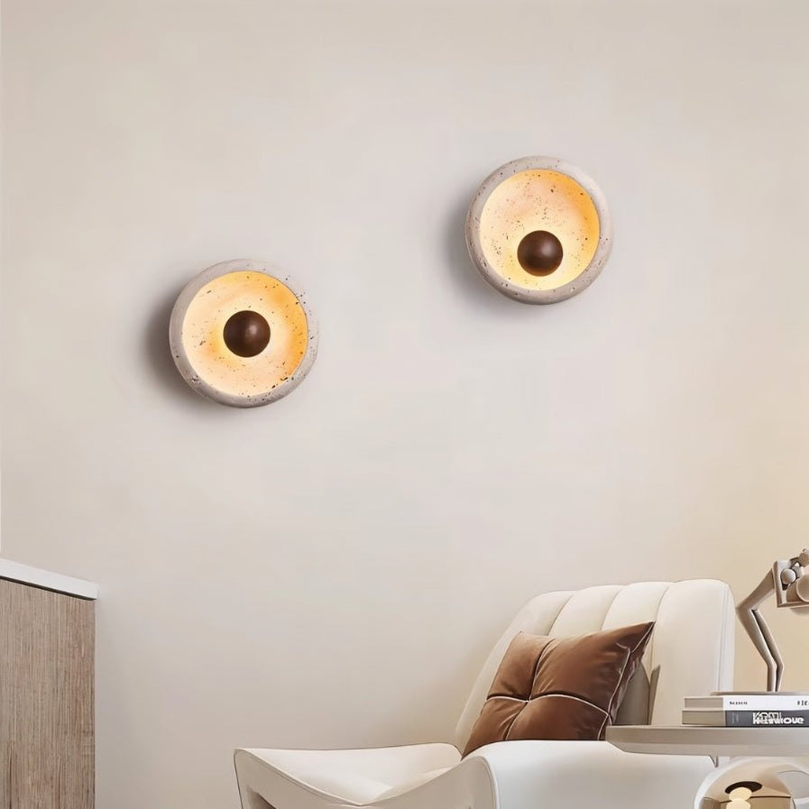 Japandi Textured Travertine Wall Lamp – Yalka - Japandi