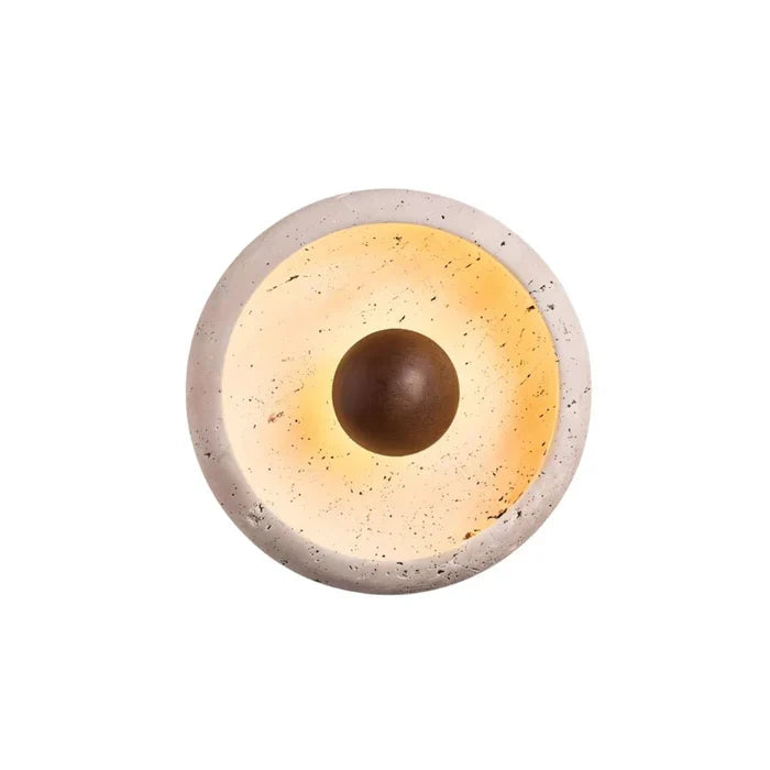 Japandi Textured Travertine Wall Lamp – Yalka - Japandi