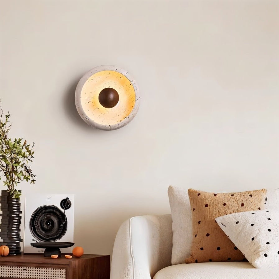 Japandi Textured Travertine Wall Lamp – Yalka - Japandi