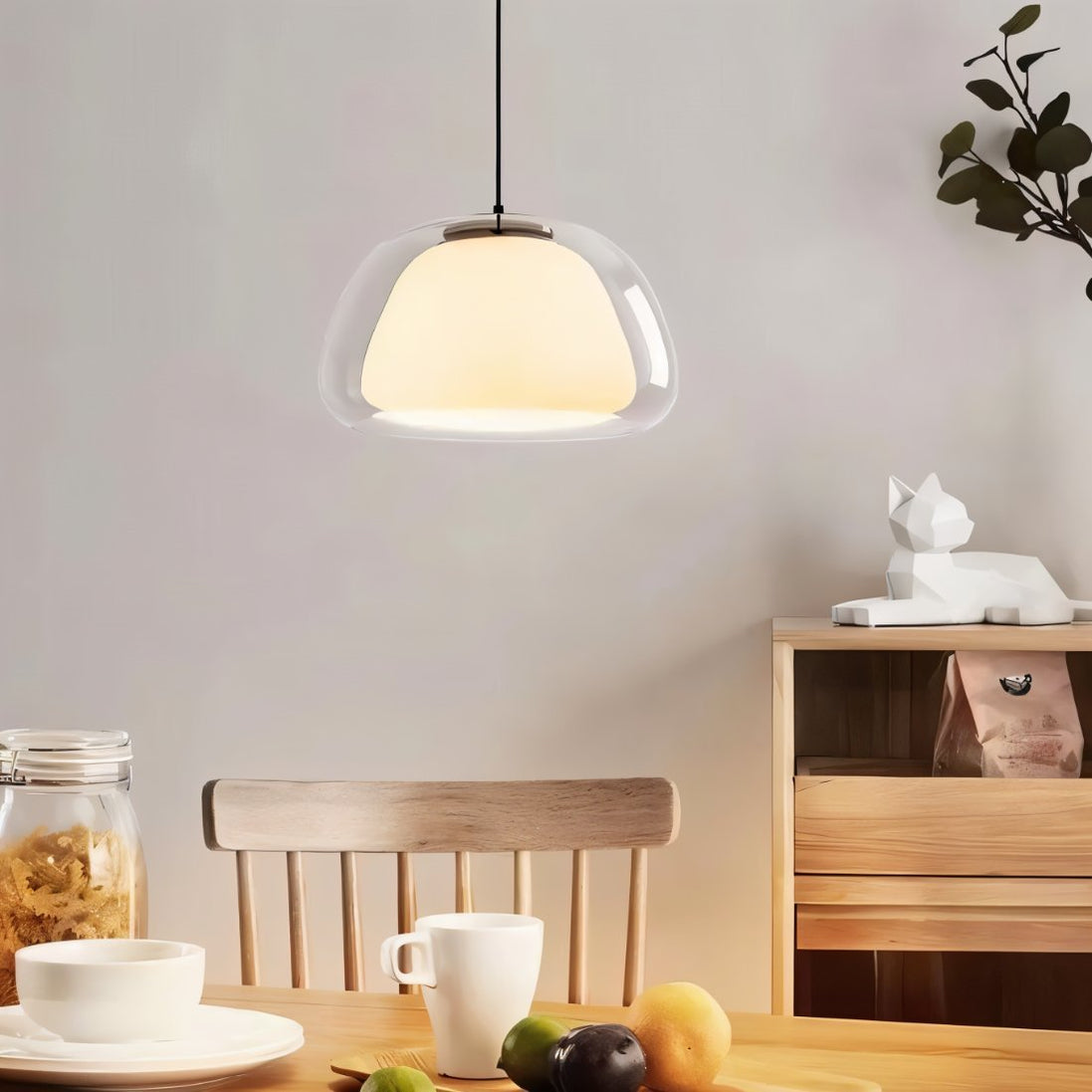Japandi Glass Globe Pendant Light – Zabda - Japandi