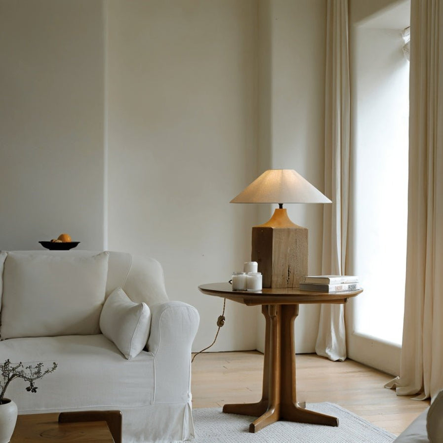 Japandi Carved Wooden Table Lamp – Zeran - Japandi