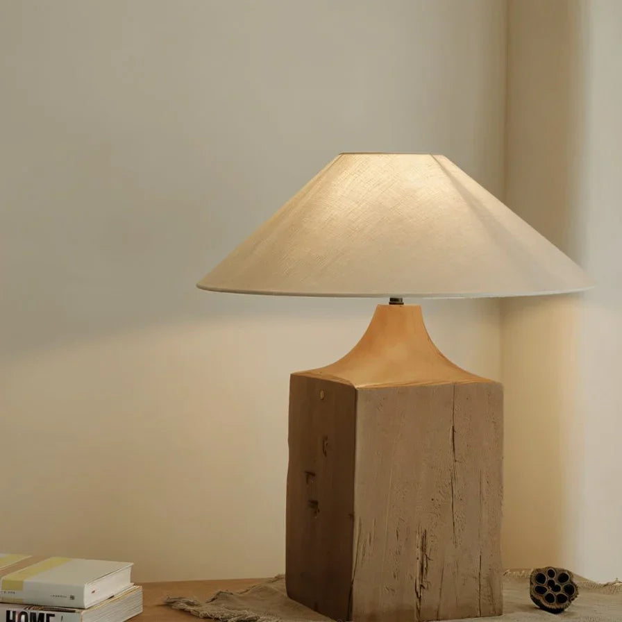 Japandi Carved Wooden Table Lamp – Zeran - Japandi