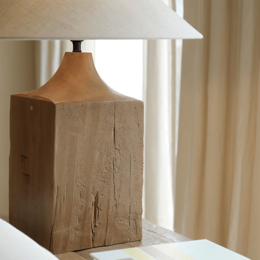 Japandi Carved Wooden Table Lamp – Zeran - Japandi