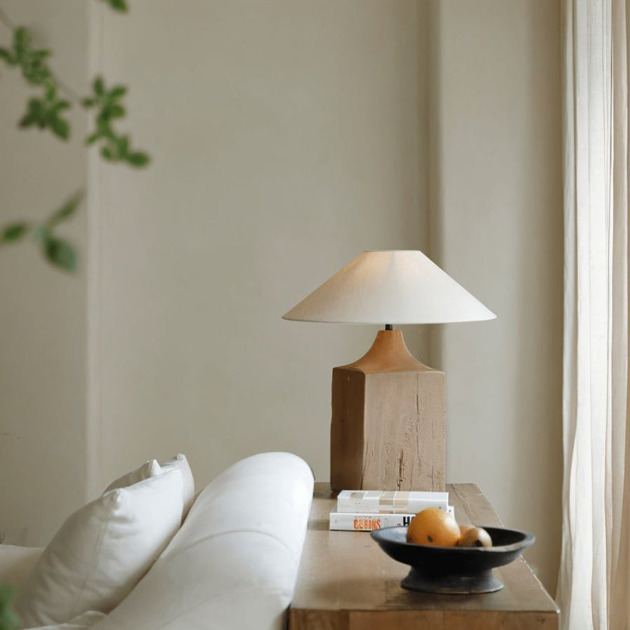 Japandi Carved Wooden Table Lamp – Zeran - Japandi
