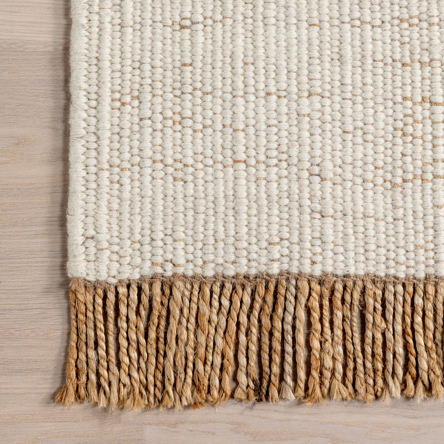 Japandi Rust Striped Fringed Rug - Japandi